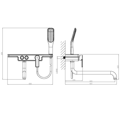 Смеситель для ванны D&K Berlin Technische DA1443315 универсальный Хром Черный