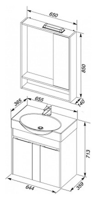 Тумба под раковину Aquanet Коста 65 188406 подвесная Дуб антик Белая
