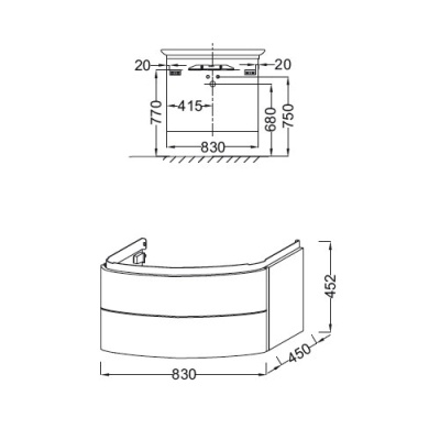 Тумба под раковину Jacob Delafon Presquile 100 EB1104-N21 подвесная Серый титан