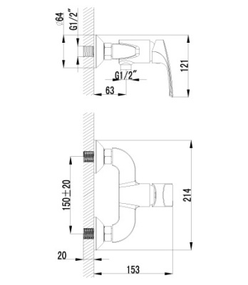 Смеситель для душа Lemark Plus Shape LM1703C Хром