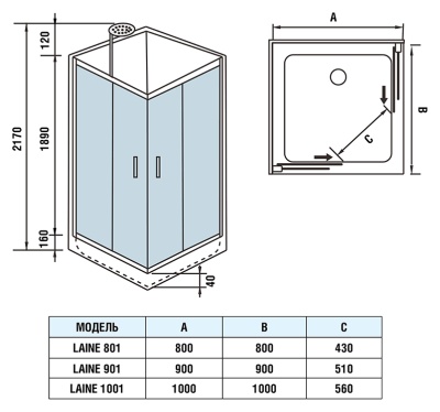 Душевая кабина WeltWasser WW500 Laine 1001 100x100 10000003260 профиль Хром стекло прозрачное