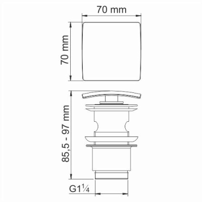 Донный клапан WasserKRAFT Glan A166 Черный глянцевый
