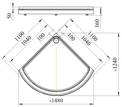 Акриловый поддон для душа Radomir 110x110x16 1-11-0-0-0-005 Белый
