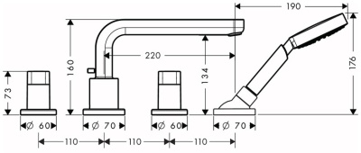 Смеситель на борт ванны Hansgrohe Metris S 31447000 Хром