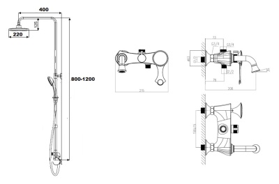 Душевая система Artik Yasmina LT800 B01 Хром