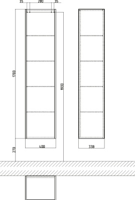 Шкаф пенал Gustavsberg Puristic 40 подвесной Белый глянцевый