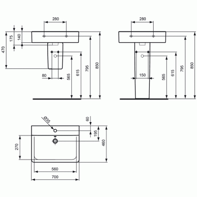 Раковина Ideal Standard Connect 70 E773801 Белая