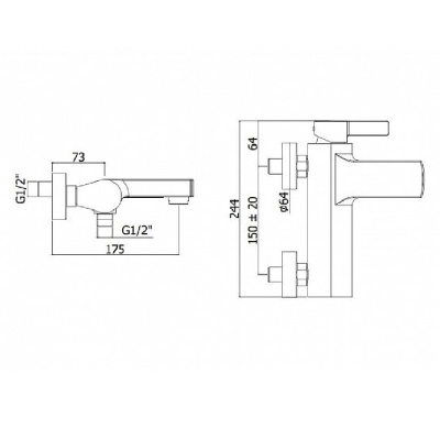 Смеситель для ванны Paffoni Rock RO022ST Сталь