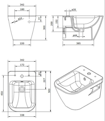 Биде Sanindusa Look 134455004 подвесное Белое