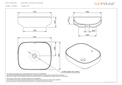 Раковина Sanindusa Sanibold 48 137300004 Белая