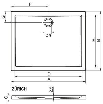 Акриловый поддон для душа Riho Zurich 276 140x80 DA4400500000000 Белый без антискользящего покрытия