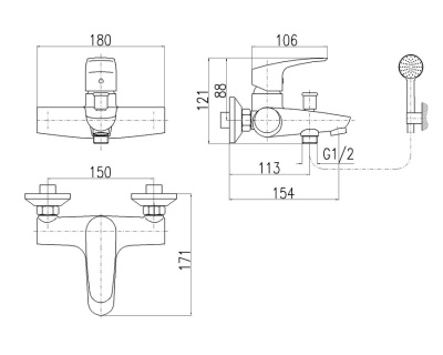 Смеситель для ванны Rav Slezak Amur AM754.5/1 Хром