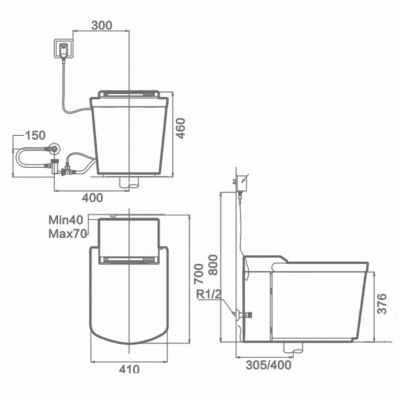 Унитаз биде Orans IT-803JAD приставной с сиденьем Микролифт