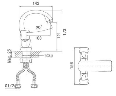 Смеситель для раковины D&K Grimm Hessen DA1382101 Хром