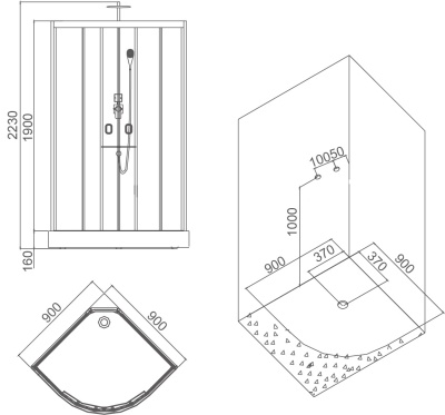 Душевая кабина SSWW W0914 90x90 профиль Белый матовый задние стенки прозрачные
