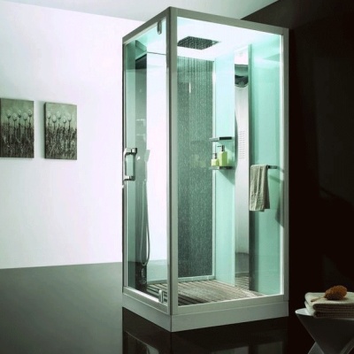 Душевая кабина Orans SR-89101S R white 100x100 с баней профиль Белый задние стенки Белые