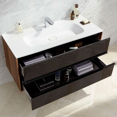 Тумба с раковиной Vitra Metropole 100 58183 подвесная Сливовое дерево Черная