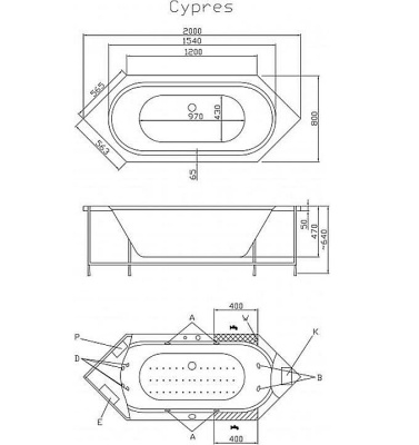 Акриловая ванна Victory Spa Cypres Без системы управления