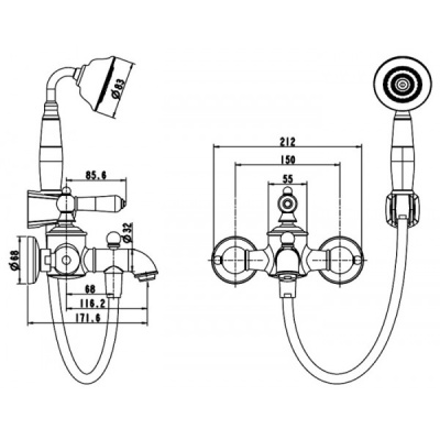 Cмеситель для ванны Bravat Art F675109C-B Хром