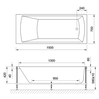 Акриловая ванна BellSan Вета 150x70 без гидромассажа
