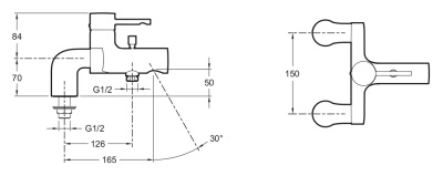 Смеситель для ванны Jacob Delafon Cuff E37043-CP Хром