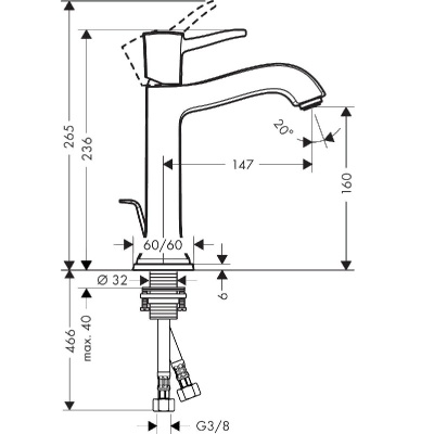 Смеситель для раковины Hansgrohe Metropol Classic 31302090 Хром Золото