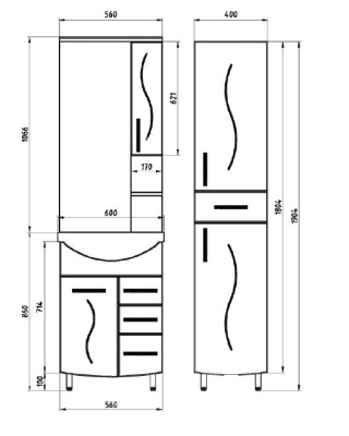 Тумба под раковину АСБ-мебель Грета 60 9938 Белая