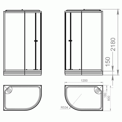 Душевая кабина Domani-Spa Delight 128 L 120x80 DS01D128LLWM10 с гидромассажем профиль Белый задние стенки Белые