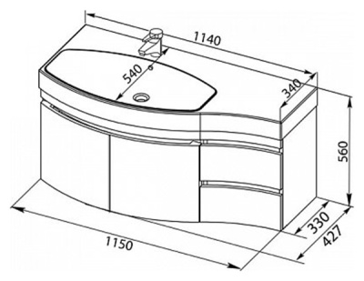 Тумба под раковину Aquanet Опера 115 169613 подвесная 2 дверцы 2 ящика L Белая
