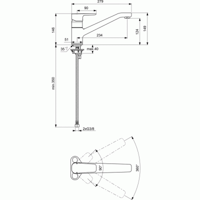 Смеситель для кухни Ideal Standard Ceraplan III B0722AA Хром