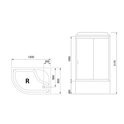 Душевая кабина Royal Bath ВК 120x80 RB8120BK6-WT-CH-R стекло прозрачное задние стенки Белые