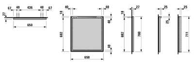 Зеркало Laufen Frame 25 65 4.4740.3.900.144.1 с алюминиевой рамкой