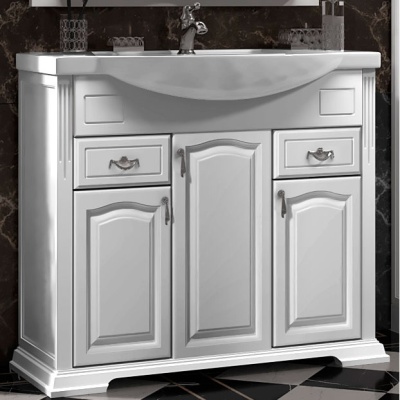 Комплект мебели для ванной Opadiris Риспекто 95 Белый матовый со светильником Рустика Хром