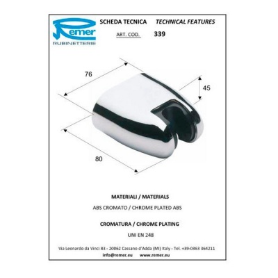 Держатель ручного душа Remer 339 Хром