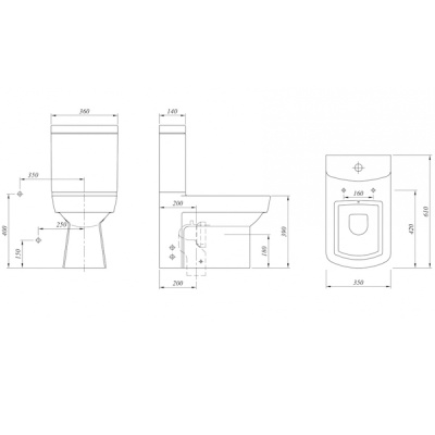 Унитаз-компакт Kale Basics 7112234300+7112240000+70122729S0+SA2000S с бачком и сиденьем Микролифт