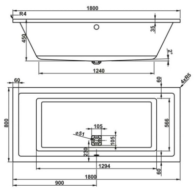 Акриловая ванна Vagnerplast Cavallo 180x80 без гидромассажа