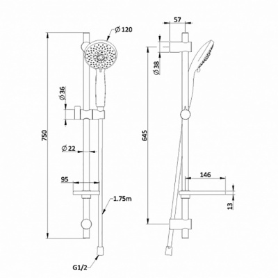 Душевой гарнитур Swedbe Calypso 5012 Хром