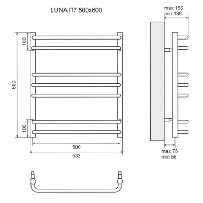 Электрический полотенцесушитель Lemark Luna 50х60 LM41607E Хром