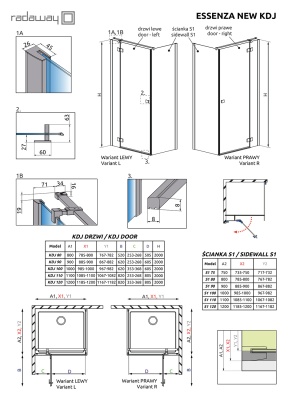 Дверь душевого уголка Radaway Essenza New KDJ 120 L профиль Хром стекло прозрачное