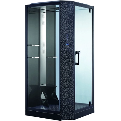 Душевая кабина Orans SR-89101S R black 100x100 с баней профиль Черный задние стенки Черные