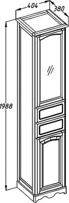 Шкаф пенал Opadiris Риспекто 40 R Z0000012637 с бельевой корзиной Белый матовый ручки Бронза