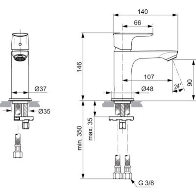 Смеситель для раковины Ideal Standard Connect Air A7010AA Хром