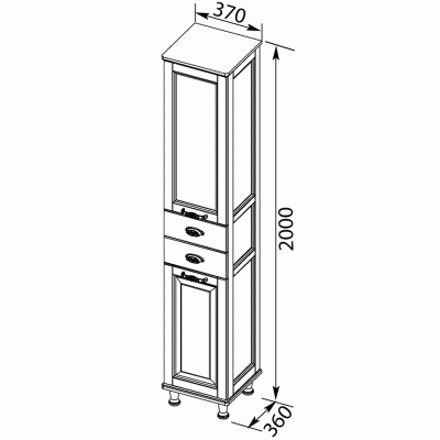Шкаф пенал Aquanet Тесса 35 201807 Жасмин Серебро