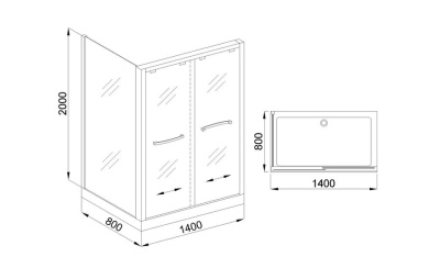Душевой уголок Royal Bath RB-L-2011-1400-8R 140х80 без поддона профиль Хром стекло прозрачное