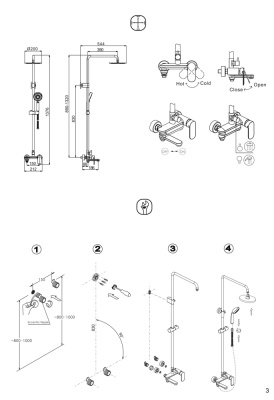 Душевая система со смесителем для раковины Bravat Opal F125183CP-SET Хром