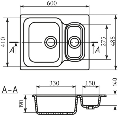 Кухонная мойка Mixline ML-GM21-308 525167 Черная