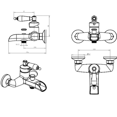 Смеситель для ванны Boheme Vogue Crystal 203-CRST Бронза