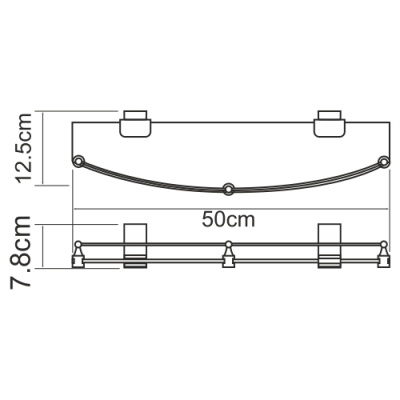 Стеклянная полка WasserKRAFT Lopau K-6044 Хром