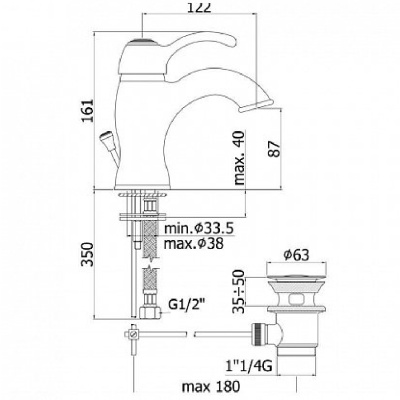 Смеситель для раковины Paffoni Giorgia GI075GF Золотая вспышка