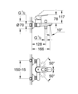 Смеситель для ванны Grohe BauLoop 23341000 Хром